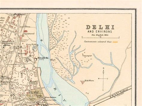 Old Delhi Map, Delhi India, Vintage Map of Delhi, Delhi Wall Art, Delhi Print, Old Delhi Wall ...