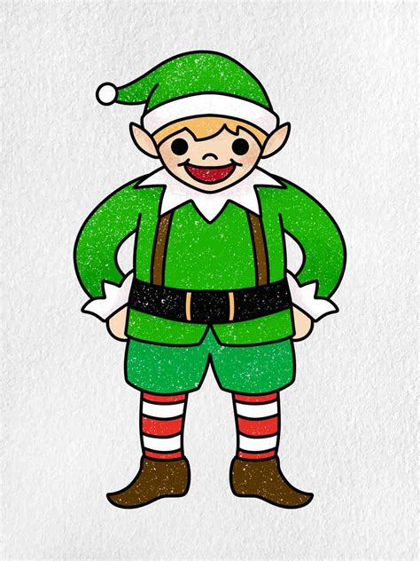 Cute Christmas Elf Drawing - HelloArtsy