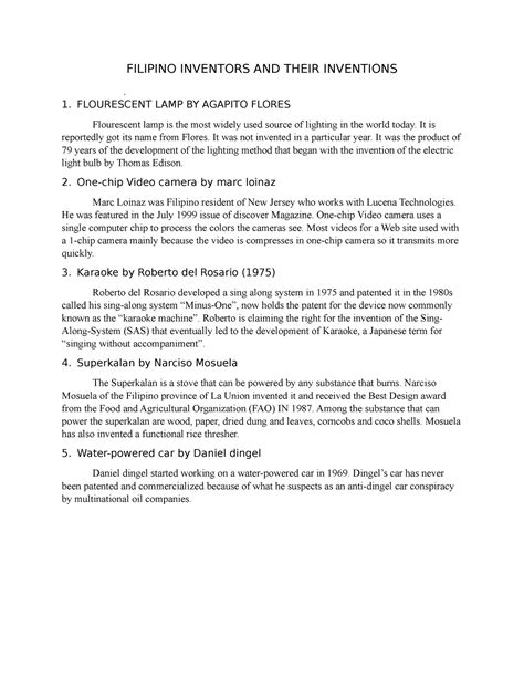 Filipino Inventors AND Their Inventions - FILIPINO INVENTORS AND THEIR ...