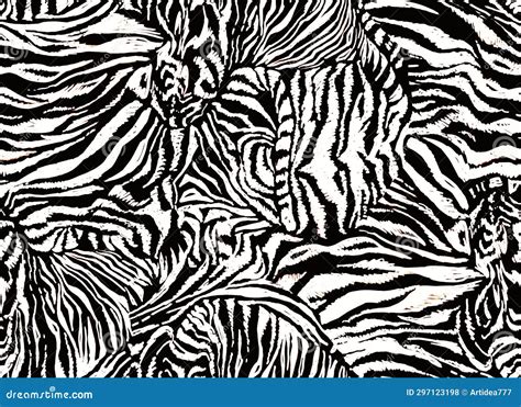 Animal Camouflage Seamless Pattern with Zebra Skin Texture. Stock ...