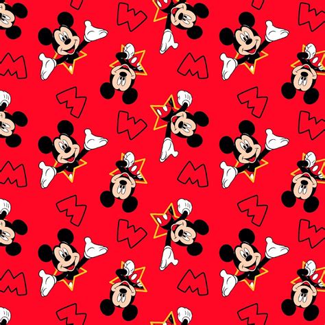 DISNEY MICKEY MOUSE RED PRINT FABRIC 100% COTTON 1/2 YARD NEW | eBay