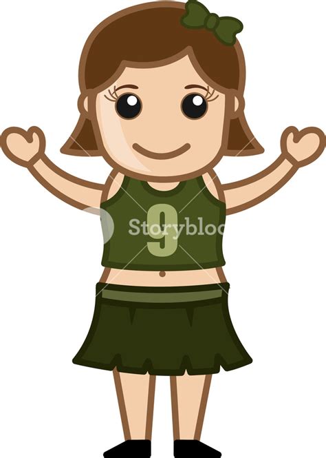 Cartoon Vector Character - Cute Happy Cheerleader Girl Royalty-Free ...