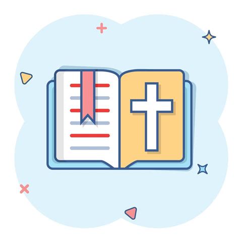 Bible book icon in comic style. Church faith cartoon vector ...