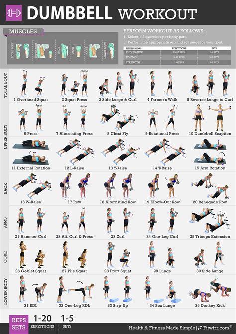 Dumbbell Workout Chart Printable New Dumbbell Workouts For Women Poster ...