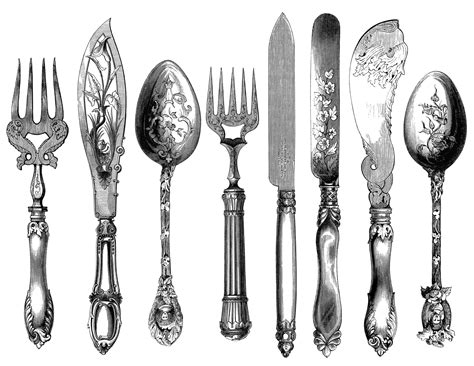 Antique Cutlery Engravings Set 2 ~ Free Clip Art - The Old Design Shop