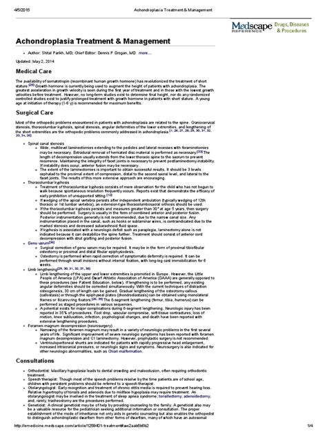 Achondroplasia Treatment & Management | PDF | Vertebral Column | Orthopedic Surgery