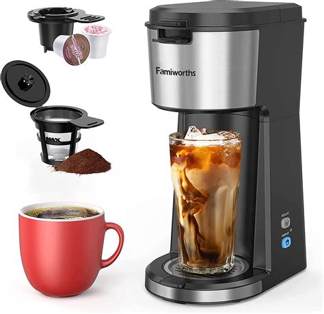 Durable Famiworths Iced Coffee Maker Hot and Cold Coffee Maker Single Serve for K Cup and Ground ...