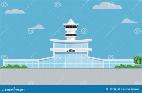 Airport Building Tower with Flat and Solid Color Design. Stock Vector - Illustration of arrive ...