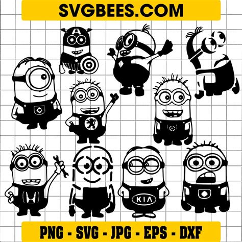 Best Cartoon Character Minion Silhouette SVG and PNG - SVGbees