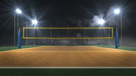 Volleyball Arena at Night 3d Rendering Stock Illustration - Illustration of flashes, volleyball ...