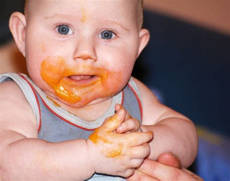 Messy Baby after Eating Food Stock Image - Image of feeding, kiddie ...