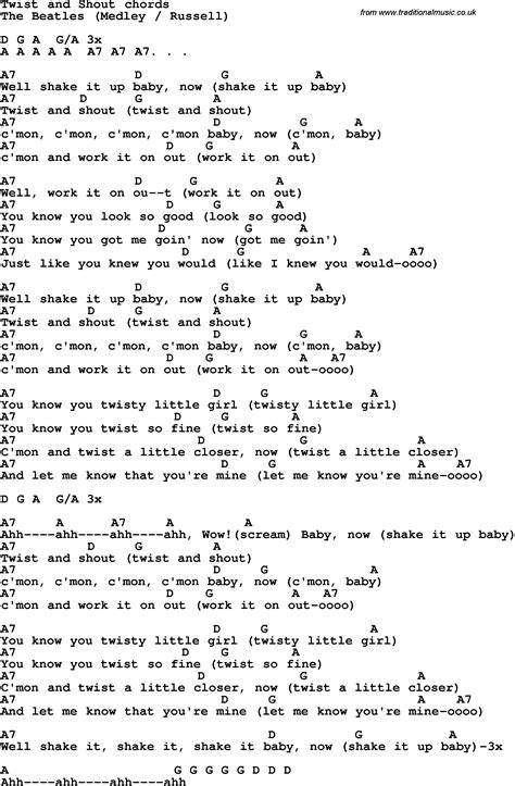 Twist and Shout, The Beatles Chords in 2023 | Guitar chords for songs ...