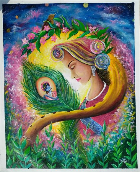 Radha Krishna - Indian Art (24" x 30") - International Indian Folk Art Gallery