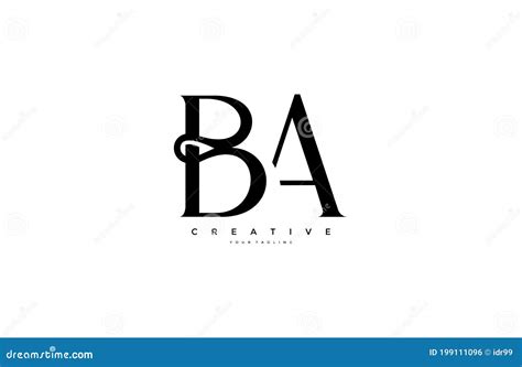 Simple Letter BA Monogram Stylish Type Design Logo Stock Illustration - Illustration of black ...