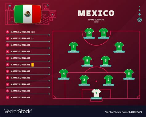 Mexico line-up world football 2022 tournament Vector Image