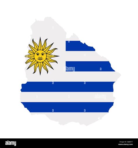 Uruguay flag map. Country outline with national flag Stock Photo - Alamy