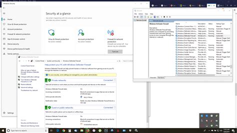 Windows Defender Firewall showing On and Off at the same time