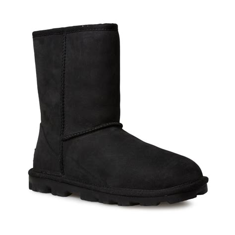 UGG Essential Short Leather Black Boots - Women's – MyCozyBoots