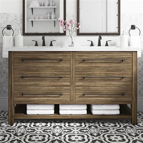 Allen + roth Kennilton Gray Oak Double Sink Vanity with Carrera White ...