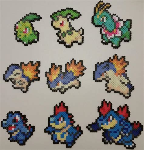 Pokemon Gold and Silver Starters Perlers by jrfromdallas on DeviantArt