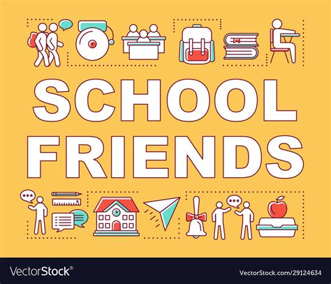 School friends word concepts banner pupils Vector Image