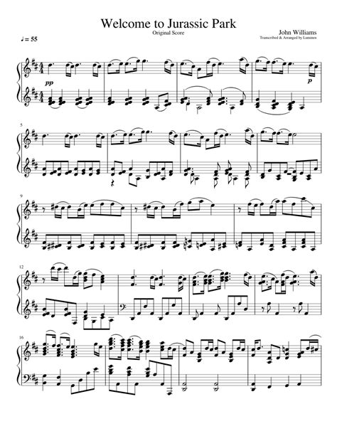 Welcome to Jurassic Park Sheet music for Piano (Solo) | Musescore.com