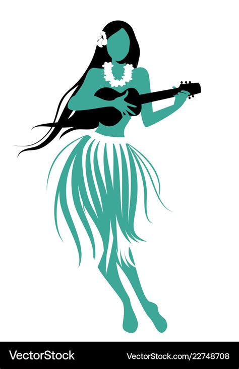 Silhouette of hawaiian girl wearing skirt Vector Image