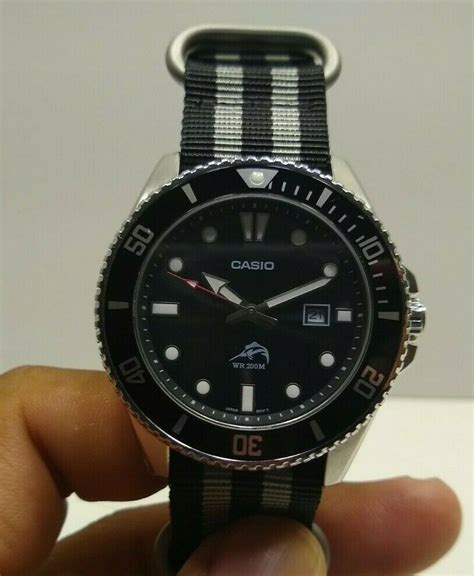 Casio Duro Marlin MDV106-1A Dive Watch on Black/Gray Nato Strap | WatchCharts