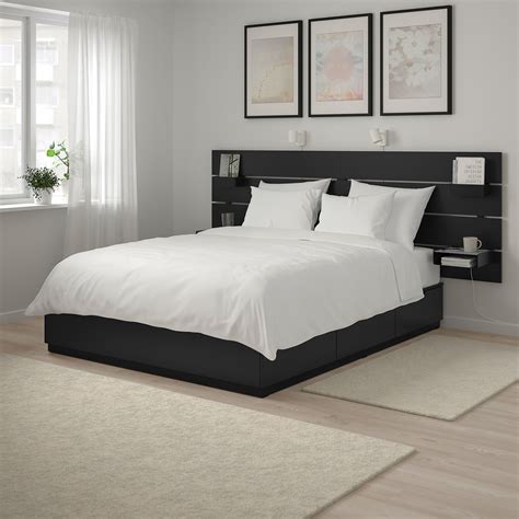 NORDLI Bed with headboard and storage, anthracite, King - IKEA