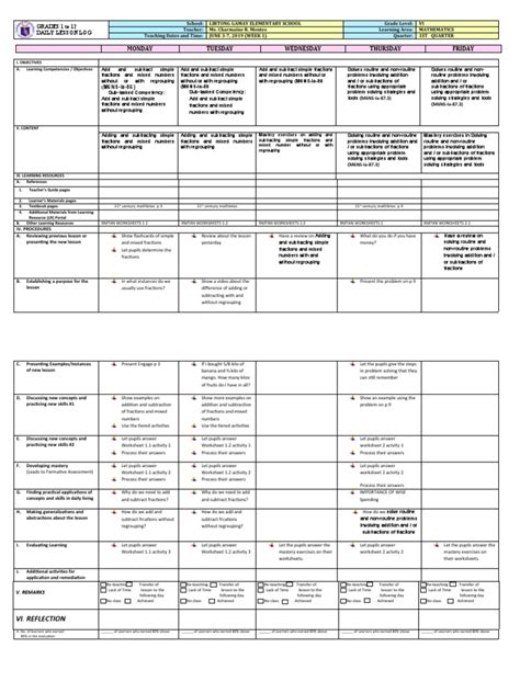 DLL - MATH 6 - Q1 wk1 Final P | PDF | Learning | Differentiated Instruction