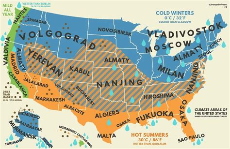 US climate with equivalent cities from around the... - Maps on the Web