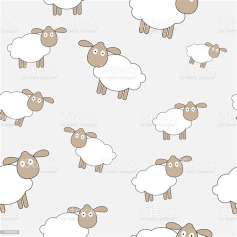 Vector Illustration Of A Seamless Wallpaper Of White Sheep Stock ...