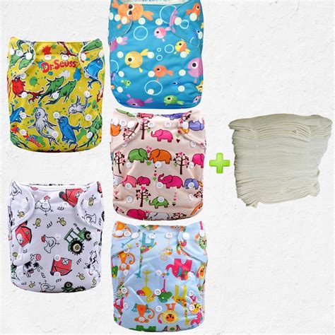 organic cotton baby diaper 5pcs prefold cloth diapers with 5pcs 4 Layer bamboo inserts eco ...