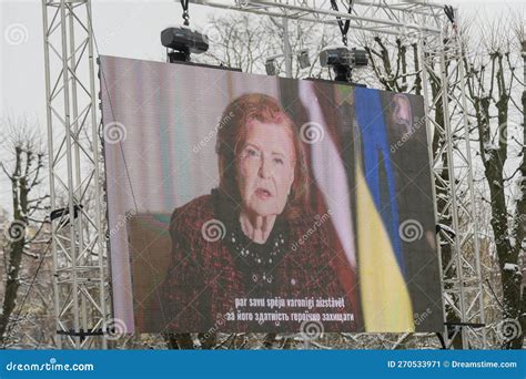 Vaira Vike Freiberga, Former President of Latvia Speech on the Screen Editorial Photo - Image of ...