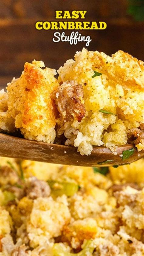 Easy Sausage Cornbread Stuffing | Stuffing recipes, Cornbread easy, Sausage cornbread stuffing