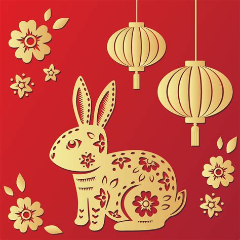 Happy Chinese new year 2023 Zodiac sign, year of the Rabbit, with gold ...