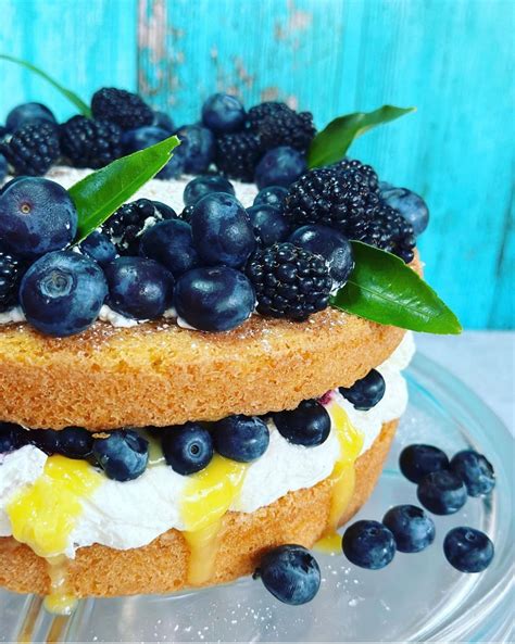 Blueberry Violet Meyer Lemon Victoria Sponge Cake - Coco Fine Foods