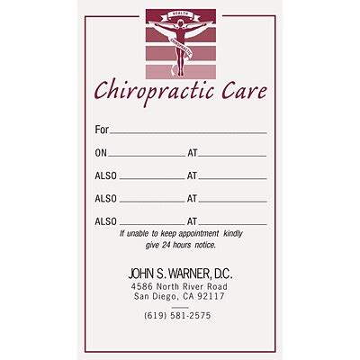 Medical Arts Press® 2-Color Chiropractic Appointment Cards; Chiropractic Care | Quill.com