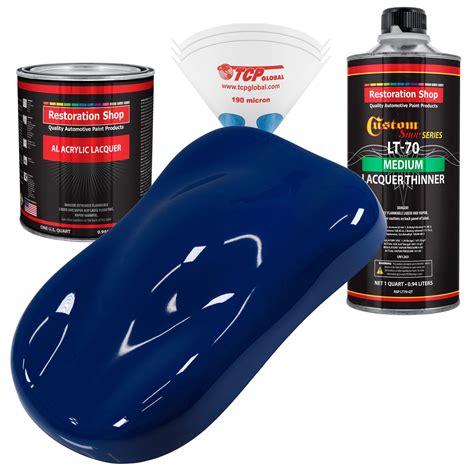 Restoration Shop - Marine Blue Acrylic Lacquer Auto Paint - Complete Quart Paint Kit with Medium ...