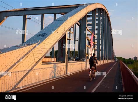 The bridge at Arnhem crossing the Nederrijn river in Holland Stock ...