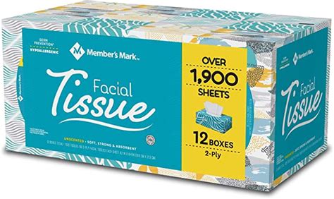 Amazon.com: Member's Mark Member's Mark Soft & Strong Facial Tissues, 12 Flat Boxes, 160 2-ply ...