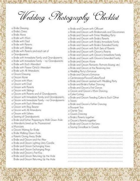 Pin by Cailyn T on Wedding | Wedding photo checklist, Wedding ...