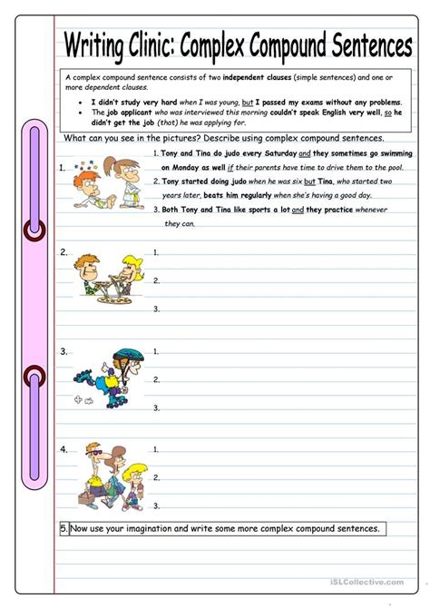 Writing Clinic: Complex Compound Sentences worksheet - Free ESL ...