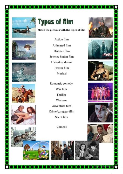 Types of films - English ESL Worksheets | Vocabulary, Vocabulary ...