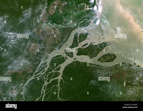 Amazon Delta, Brazil, True Colour Satellite Image. True colour satellite image of the mouth of ...