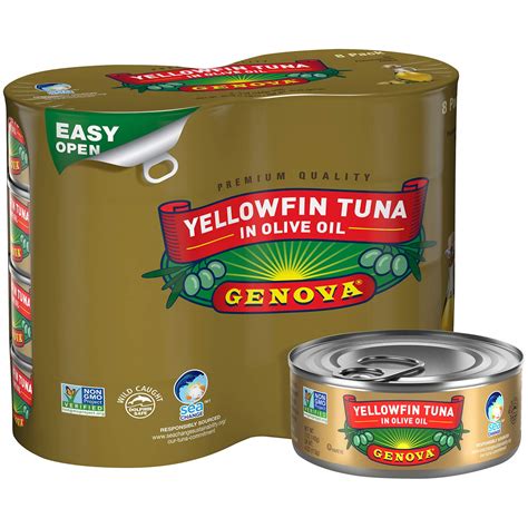 Amazon.com : Genova Premium Yellowfin Tuna in Olive Oil, Wild Caught, Solid Light, 5 oz. Can ...