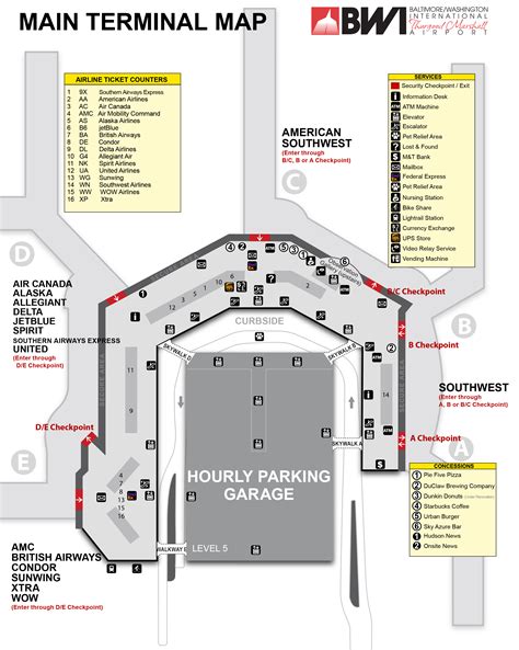 Baltimore-Washington Airport Map (BWI) - Printable Terminal Maps, Shops, Food, Restaurants Maps ...