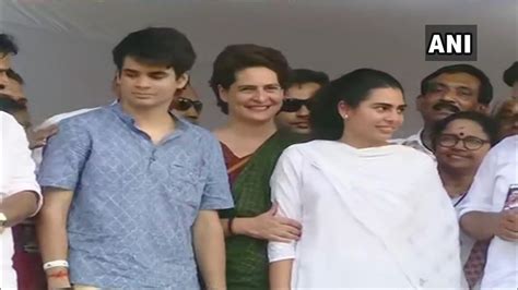 Priyanka Gandhi Vadra with her children Miraya and Raihan, after ...