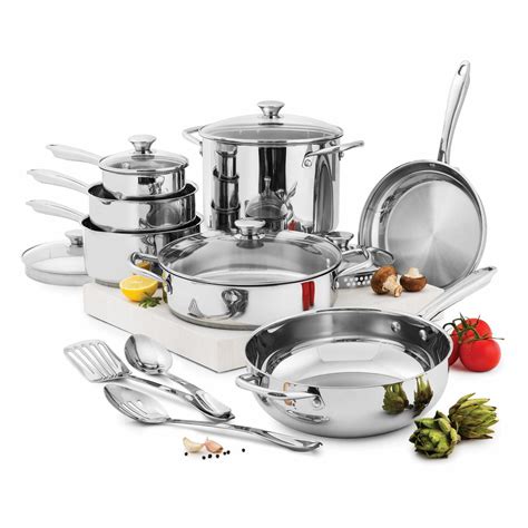 Wolfgang Puck Cooking 15-Pc stainless steel Cookware Set Pans Pots Glass Lids | Cookware set ...