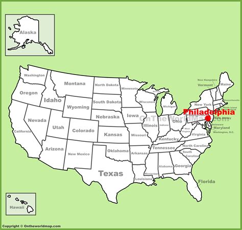 Philadelphia location on the U.S. Map - Ontheworldmap.com